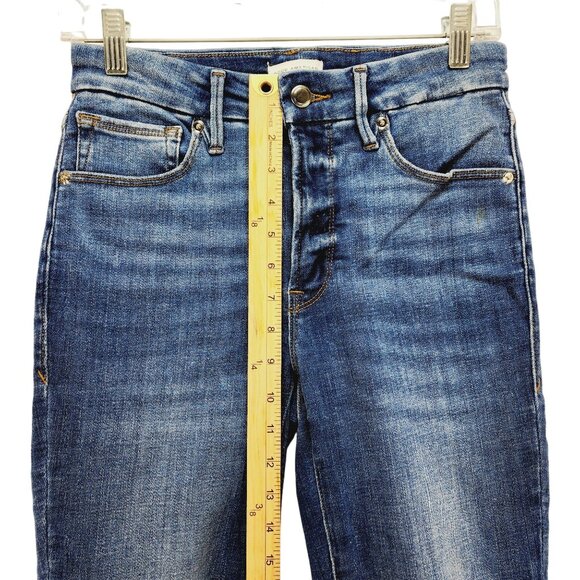 Good American Womens Distressed Skinny Jeans 4/27 Blue Denim - Picture 11 of 12